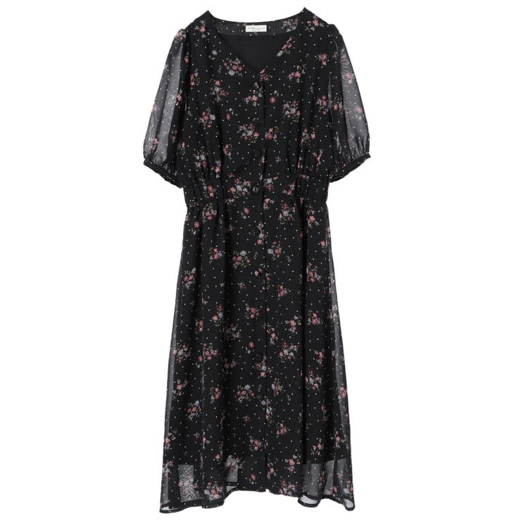 フロントボタン花柄シアーワンピース[品番：EMEW0016524]｜earth