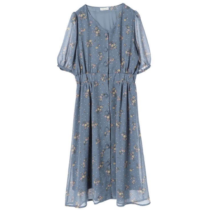 フロントボタン花柄シアーワンピース[品番：EMEW0016524]｜earth