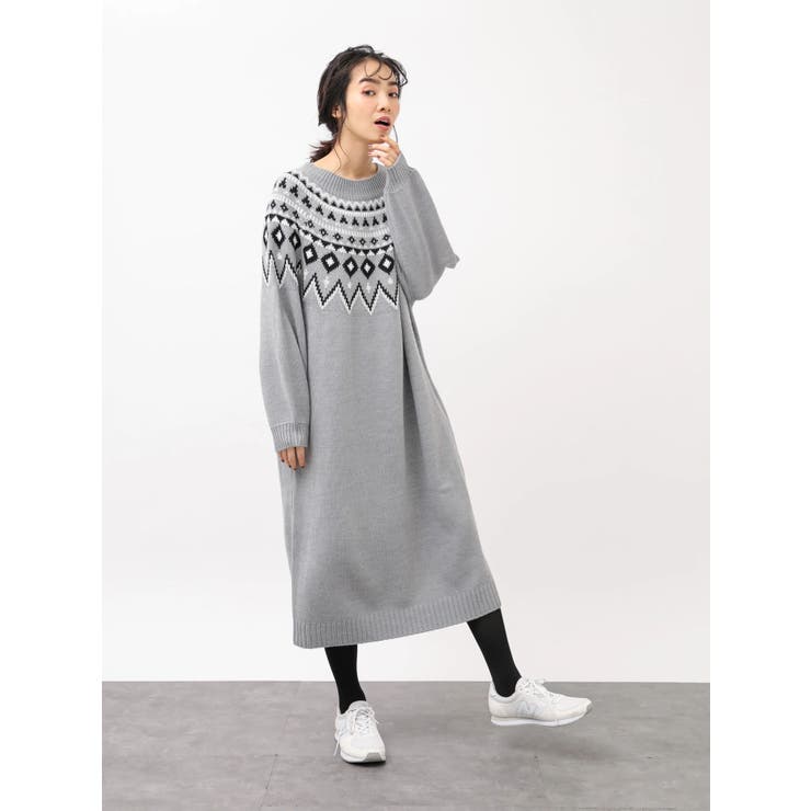 ノルディックニットワンピース[品番：EMEW0019407]｜earth