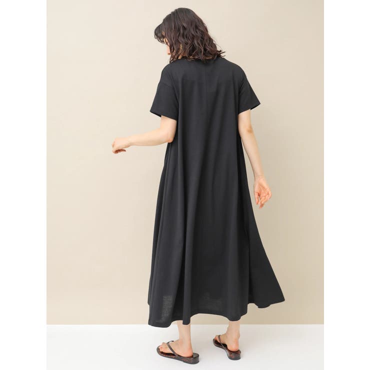 ☆【I AM MARI】☆Vネックセンターラインフレアーワンピー.ス☆ 実物大型紙【No.80】Vネックのフレアーワンピース(SML・2L) [M便