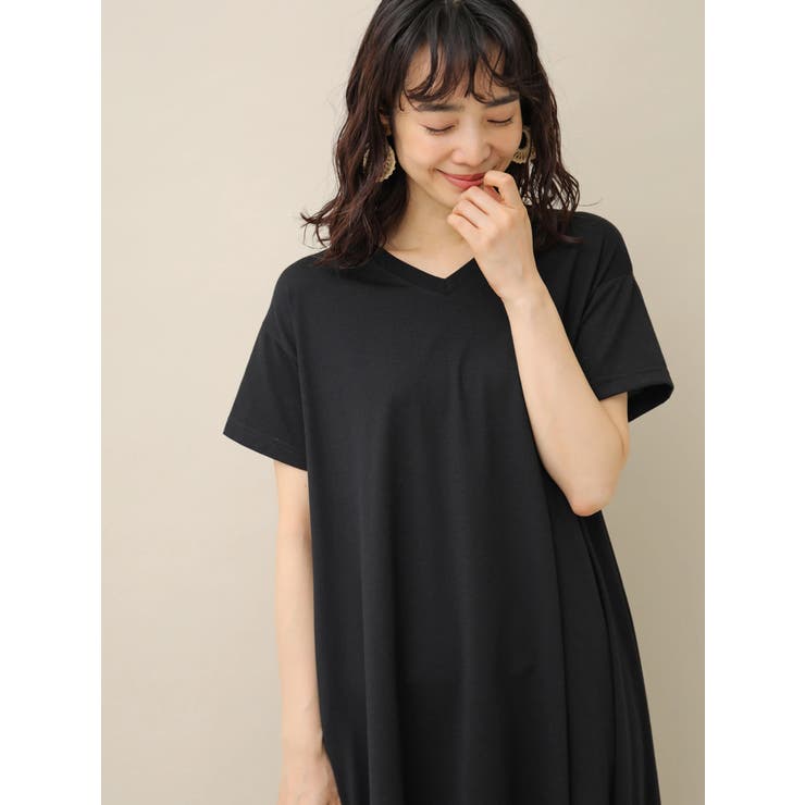 ☆【I AM MARI】☆Vネックセンターラインフレアーワンピー.ス☆ 実物大型紙【No.80】Vネックのフレアーワンピース(SML・2L) [M便