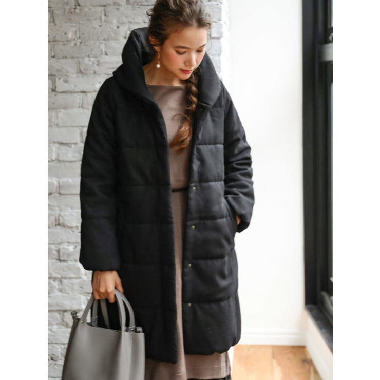 ショールカラーロング中綿ブルゾン[品番：EMEW0019629]｜earth