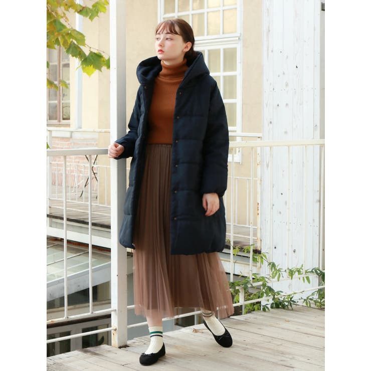 ショールカラーロング中綿ブルゾン[品番：EMEW0019629]｜earth