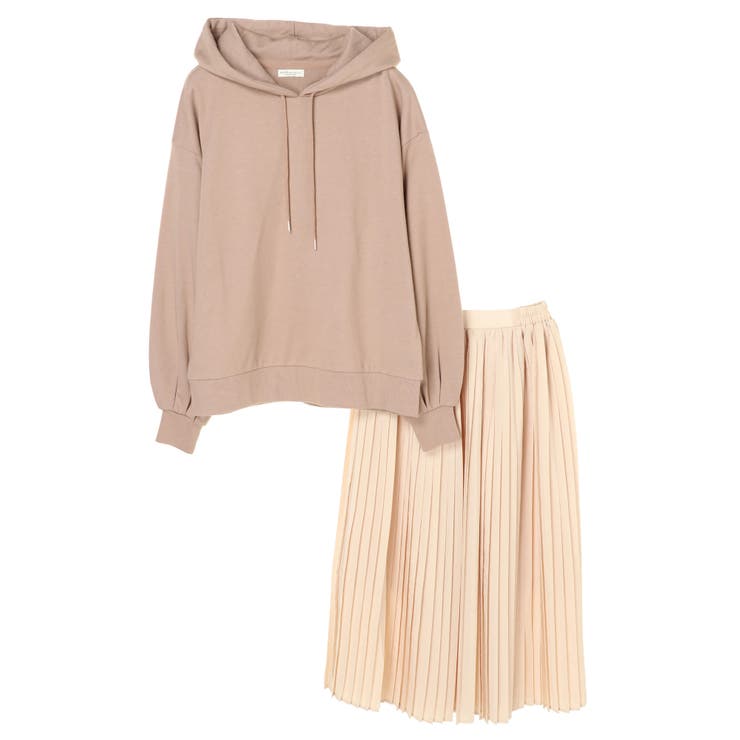 SET2点 裏毛パーカー+プリーツスカート[品番：EMEW0018722]｜earth