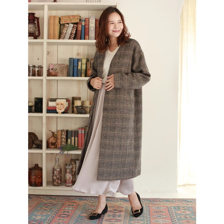 Vネックウールブレンドコート チェック 品番 Emew Earth Music Ecology アースミュージックアンドエコロジー のレディースファッション通販 Shoplist ショップリスト