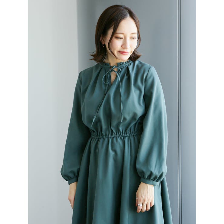 新版 スタンドフリルワンピース[品番：EMEW0020388]｜earth Lサイズ