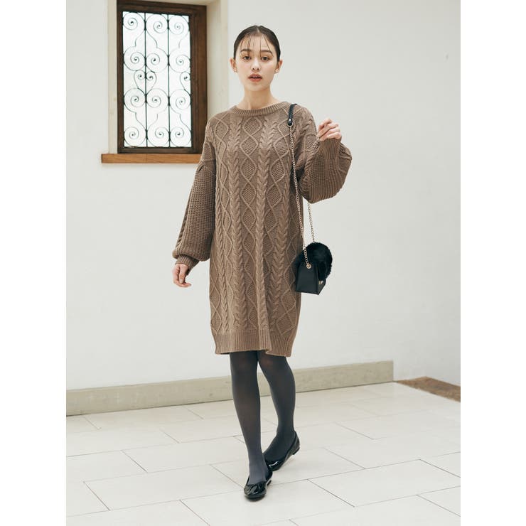 【emu】DIESEL　M-PANTESSE ケーブルニットワンピース ケーブルニットワンピース（TAUPE） - PINUE