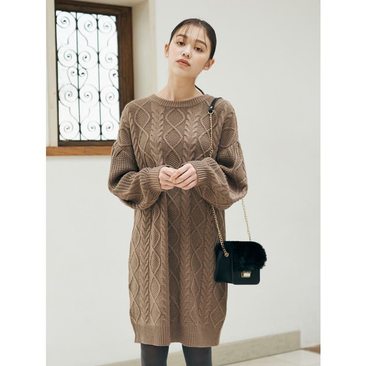 24ans 厚手 ケーブルニットワンピース　イヨンジ着用 0000000017002_AK22ngc.jpg