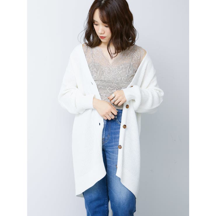 オフホワイト | ざっくりすきな丈カーディガン(ロング) | earth music&ecology 