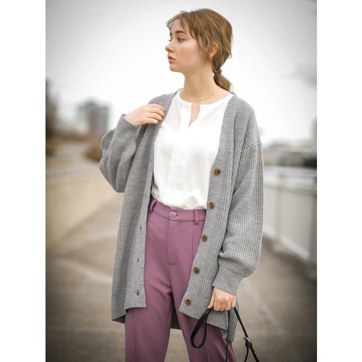 杢グレー | ざっくりすきな丈カーディガン(ロング) | earth music&ecology 