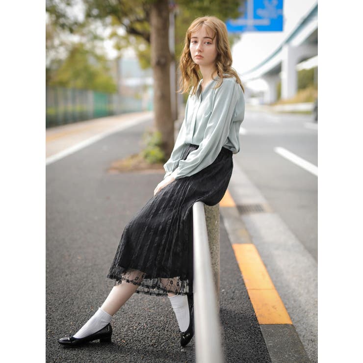 花柄レースプリーツスカート[品番：EMEW0021005]｜earth