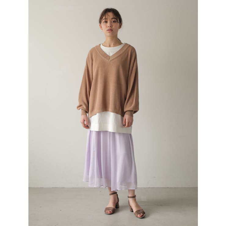シャリ畦Vネックニットプルオーバー | earth music&ecology  | 詳細画像4 