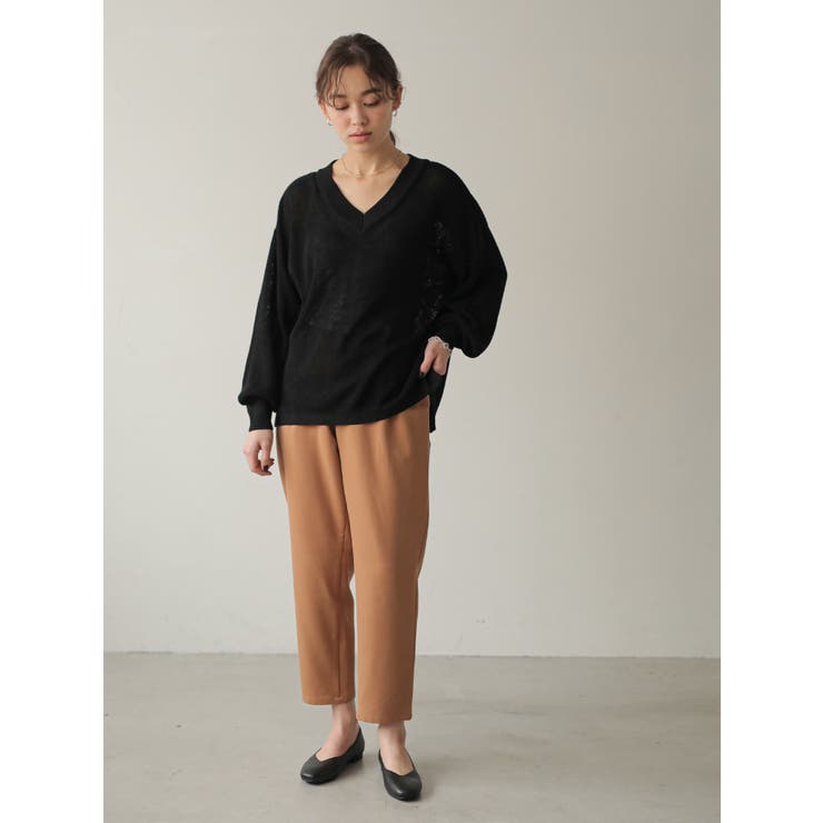 シャリ畦Vネックニットプルオーバー | earth music&ecology  | 詳細画像9 