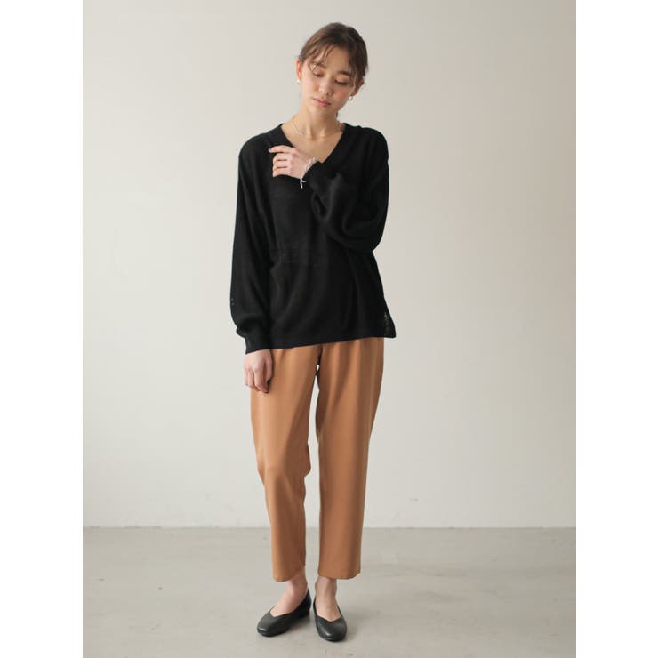 シャリ畦Vネックニットプルオーバー | earth music&ecology  | 詳細画像10 