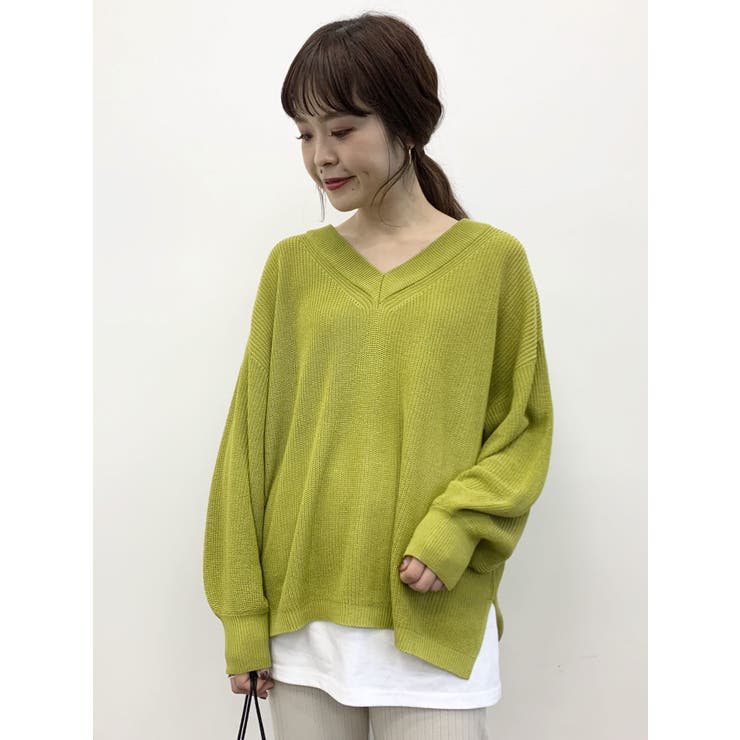 シャリ畦Vネックニットプルオーバー | earth music&ecology  | 詳細画像18 