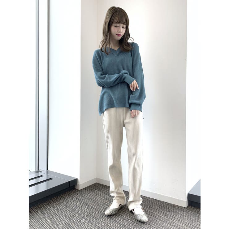 シャリ畦Vネックニットプルオーバー | earth music&ecology  | 詳細画像27 