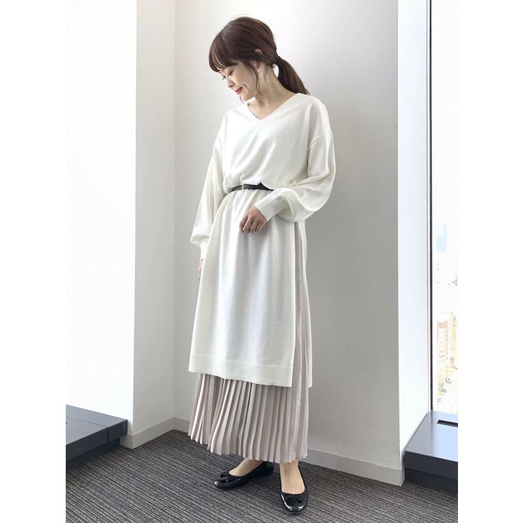 2点SET ニットワンピース?プリーツスカート[品番:EMEW0021680 2点SET ニットワンピース?プリーツスカート[品番:EMEW0021680