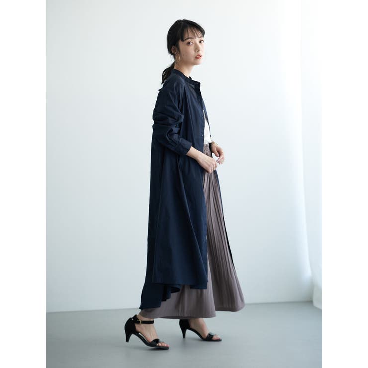 バンドカラーAラインシャツワンピース[品番：EMEW0022732]｜earth