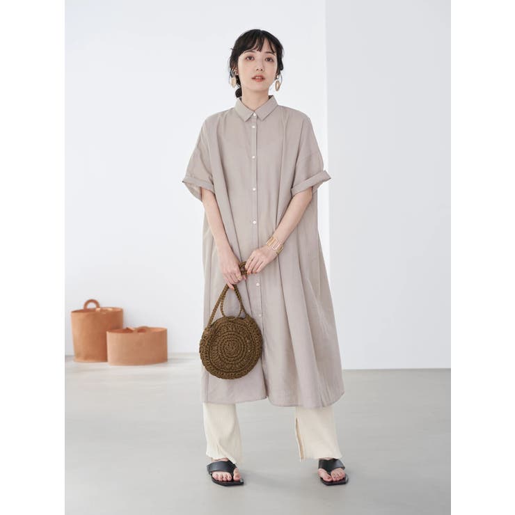 麻混シャツワンピース[品番：EMEW0024034]｜earth music&ecology