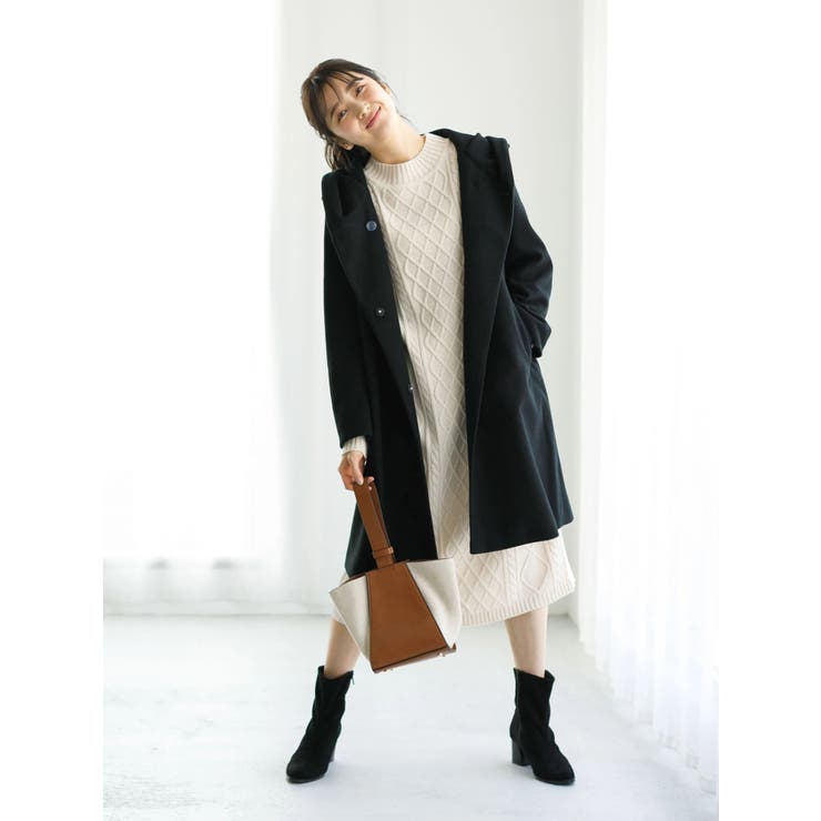 フードロングコート[品番：EMEW0025180]｜earth music&ecology
