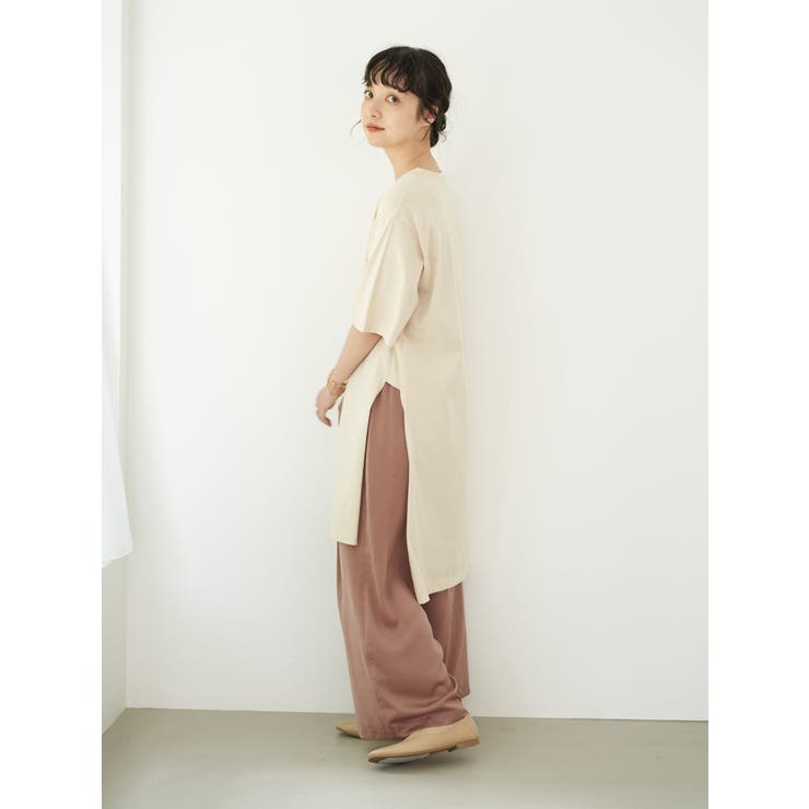 SET2点スリットワンピース+サテンワイドパンツ | earth music&ecology  | 詳細画像5 