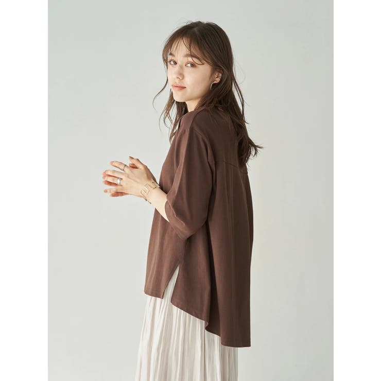 ブラウン | 夏から秋へスイッチTシャツ(サイドスリット) | earth music&ecology 