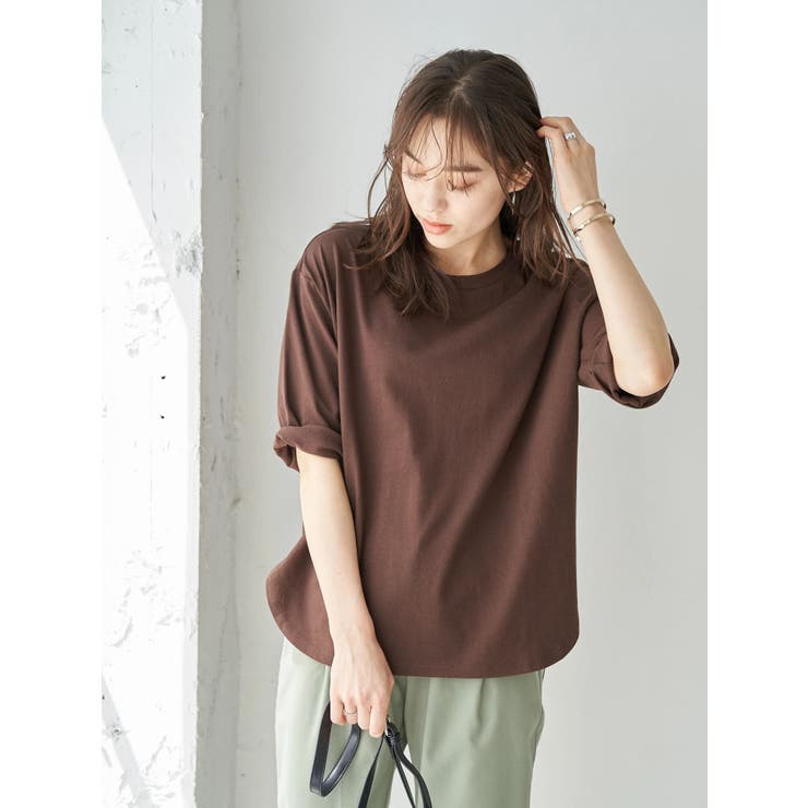 ブラウン | 夏から秋へスイッチTシャツ(ラウンドヘム) | earth music&ecology 