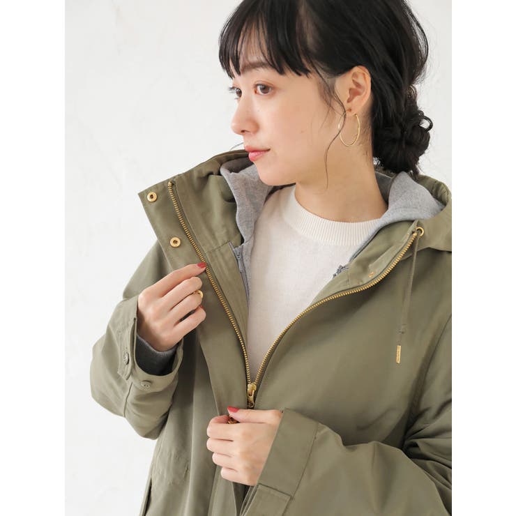earth music&amp;ecology　刺繍マウンテンパーカー　F　カーキ アースミュージックアンドエコロジー earth music&ecology マルチ