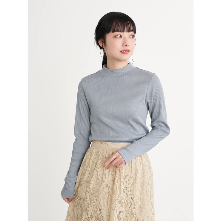 チェーン柄リブ長袖ハイネックプルオーバー[品番：EMEW0026858]｜earth