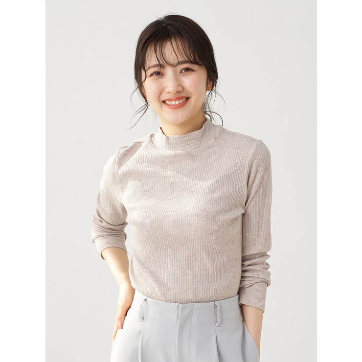 チェーン柄リブ長袖ハイネックプルオーバー[品番：EMEW0026858]｜earth