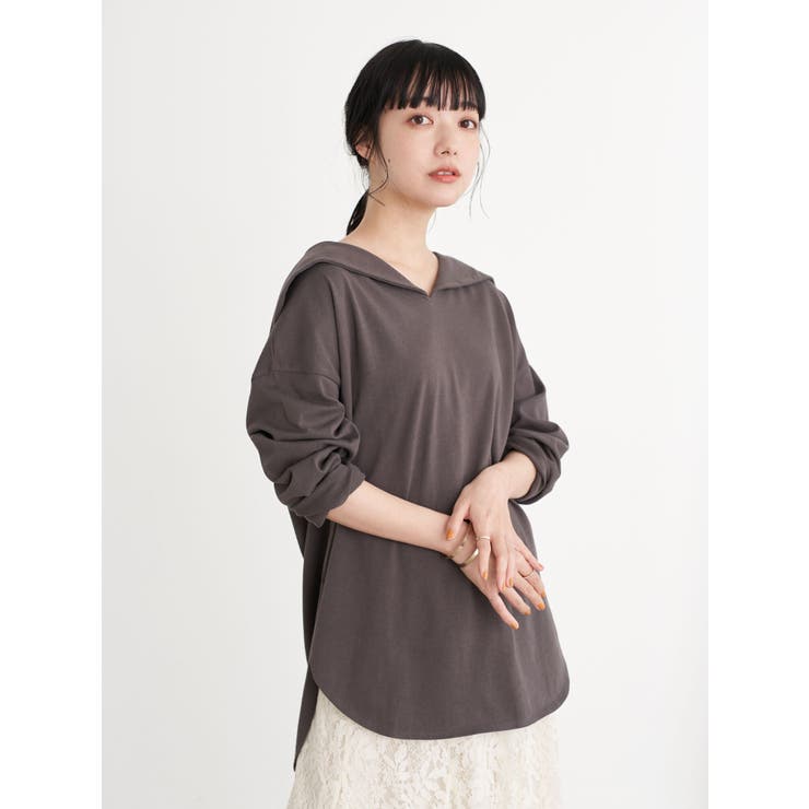 人気新品 セーラーカラーチュニック[品番：EMEW0026832]｜earth トップス