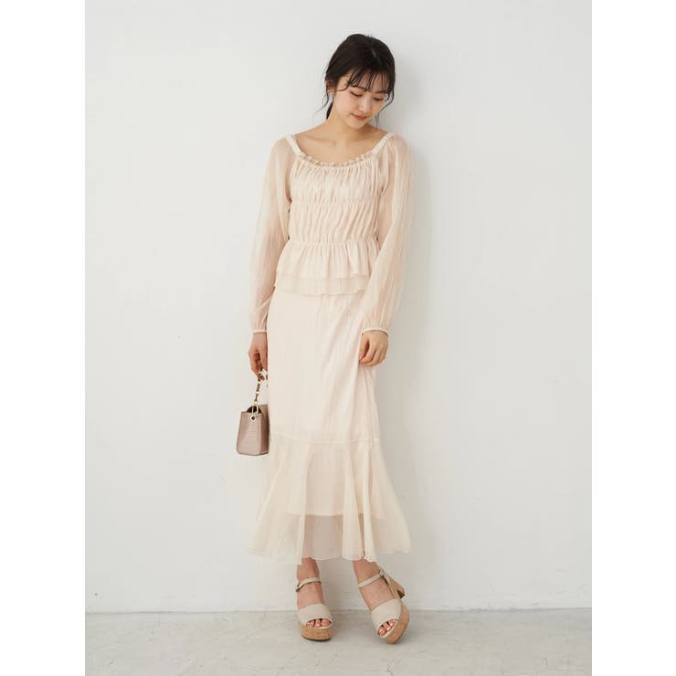 シアーフレアスカート(Ivory)[品番：EMEW0026919]｜earth