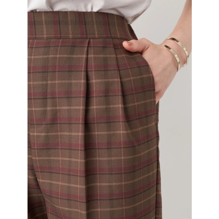 ストレッチテーパードパンツ(チェック)[品番：EMEW0029882]｜earth