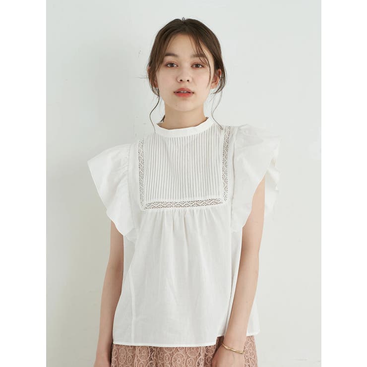 【完売品！】GO TO HOLLYWOOD ピンタックレースフリルブラウス　01 SALE50%OFF GotoHollywood/ゴートゥハリウッド 32480102