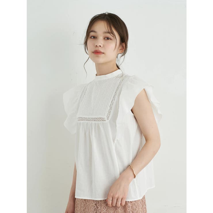 【完売品！】GO TO HOLLYWOOD ピンタックレースフリルブラウス　01 SALE50%OFF GotoHollywood/ゴートゥハリウッド 32480102