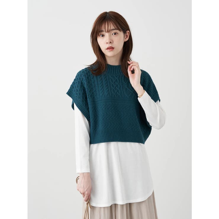 Set2点 パッチワークニットベスト カットチュニック 品番 Emew Earth Music Ecology アースミュージックアンドエコロジー のレディースファッション通販 Shoplist ショップリスト
