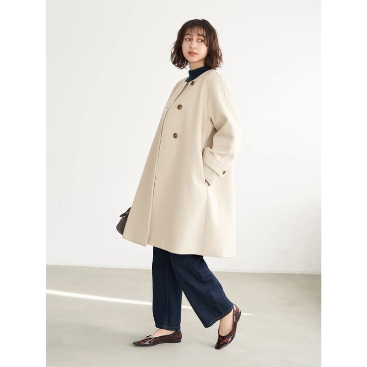 【MARNI】ノーカラーコート　ライトコート　フレアシルエット　Aライン　38 MARNI】ノーカラーコート ライトコート フレアシルエット A