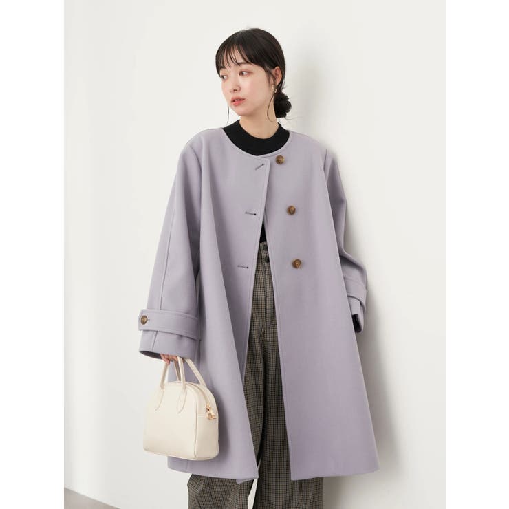 ノーカラーAラインコート | earth music&ecology  | 詳細画像30 