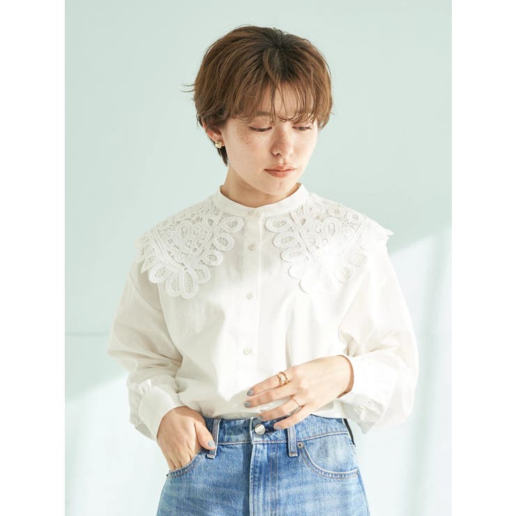 レース衿ブラウス[品番：EMEW0032738]｜earth music&ecology （アース
