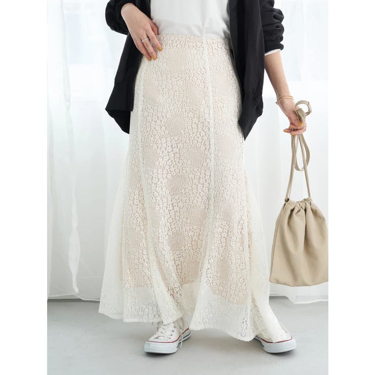 切り替えマーメイドレーススカート[品番：EMEW0032820]｜earth