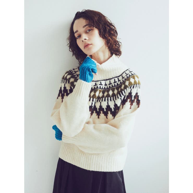 No1-0＊冬物まとめ売り19点＊新品6点＊earthmusic&ecology ノルディックショートニットプルオーバー[品番：EMEW0036818]｜earth