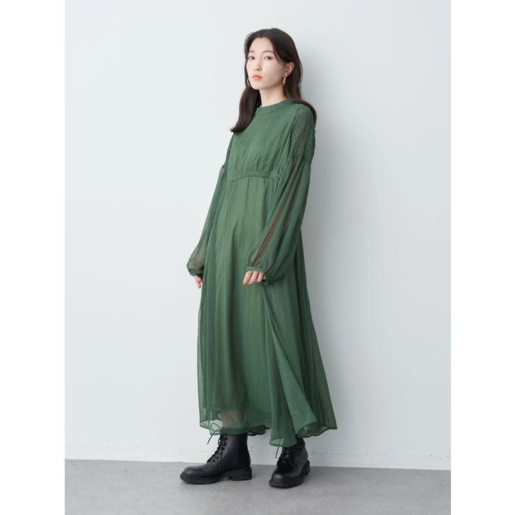 ボリュームスリーブシアーワンピース[品番：EMEW0036838]｜earth