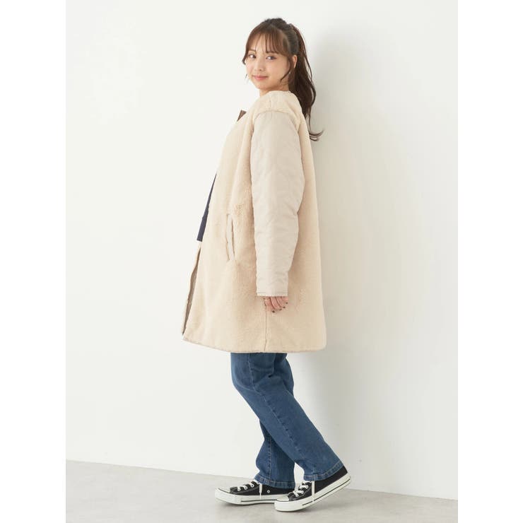 【新品】全日本婦人子供服工業組合連合会 リバーシブルコート ファーコート