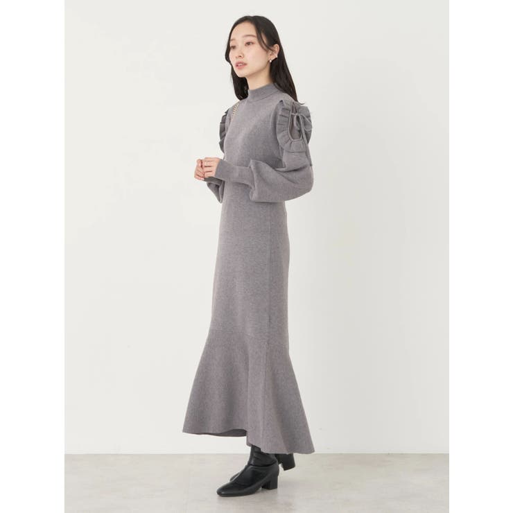 袖シアーフリルニットワンピース[品番：EMEW0042338]｜earth