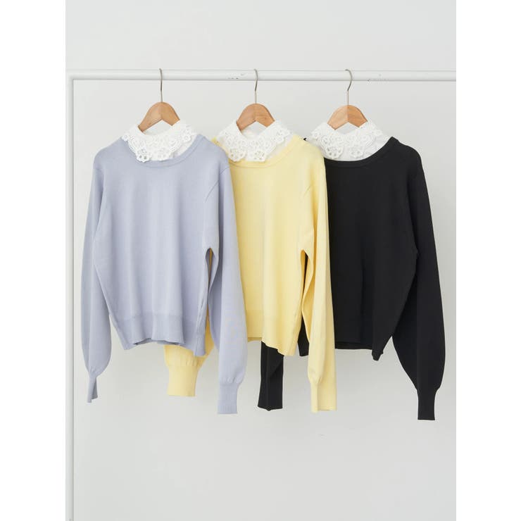 襟付きニットプルオーバー | earth music&ecology  | 詳細画像1 