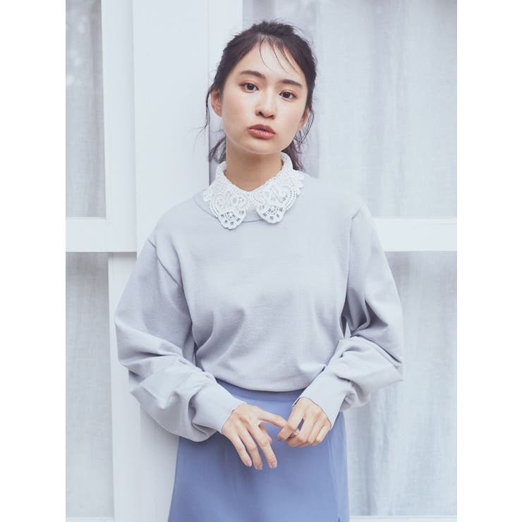 襟付きニットプルオーバー | earth music&ecology  | 詳細画像2 