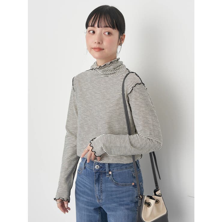 シアーボーダータートルネックプルオーバー[品番：EMEW0042831]｜earth  