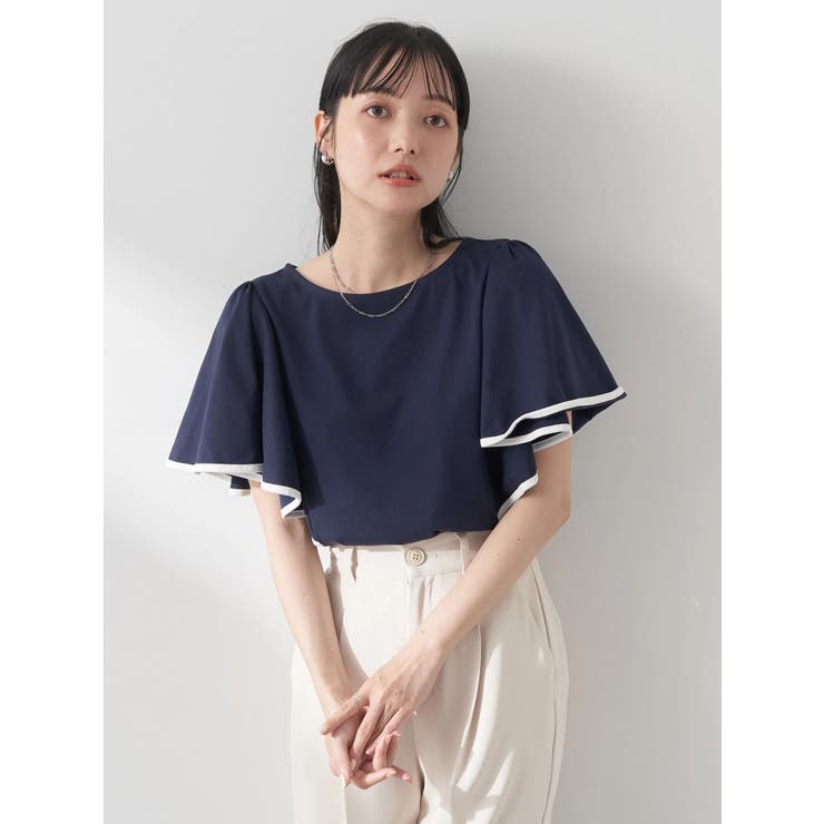 パイピングフレアスリーブカットソー | earth music&ecology  | 詳細画像10 