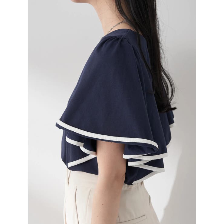 パイピングフレアスリーブカットソー | earth music&ecology  | 詳細画像28 