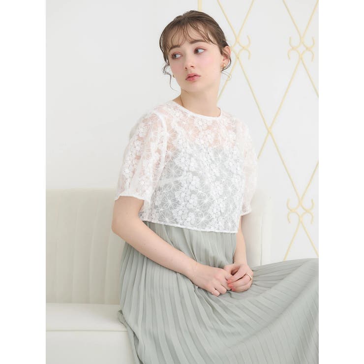 SET2点 オーガンジー刺繍+プリーツワンピース[品番：EMEW0042698]｜earth music&ecology （アースミュージックアンドエコロジー  ）のレディースファッション通販｜SHOPLIST（ショップリスト）